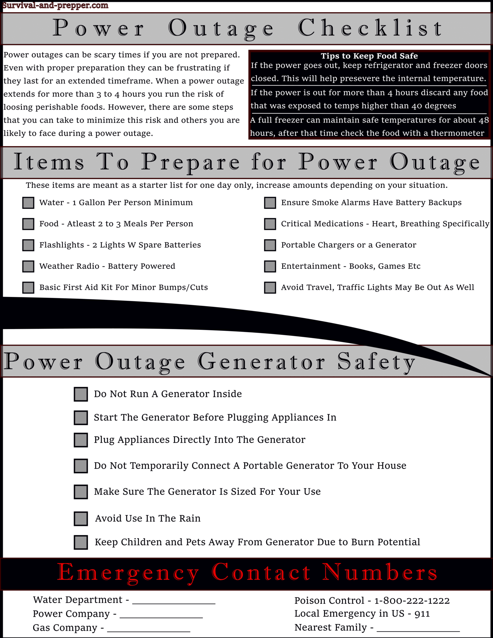 Power Outage Examples