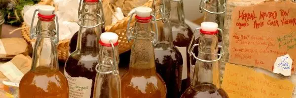 Several types of homemade apple cider vinegar
